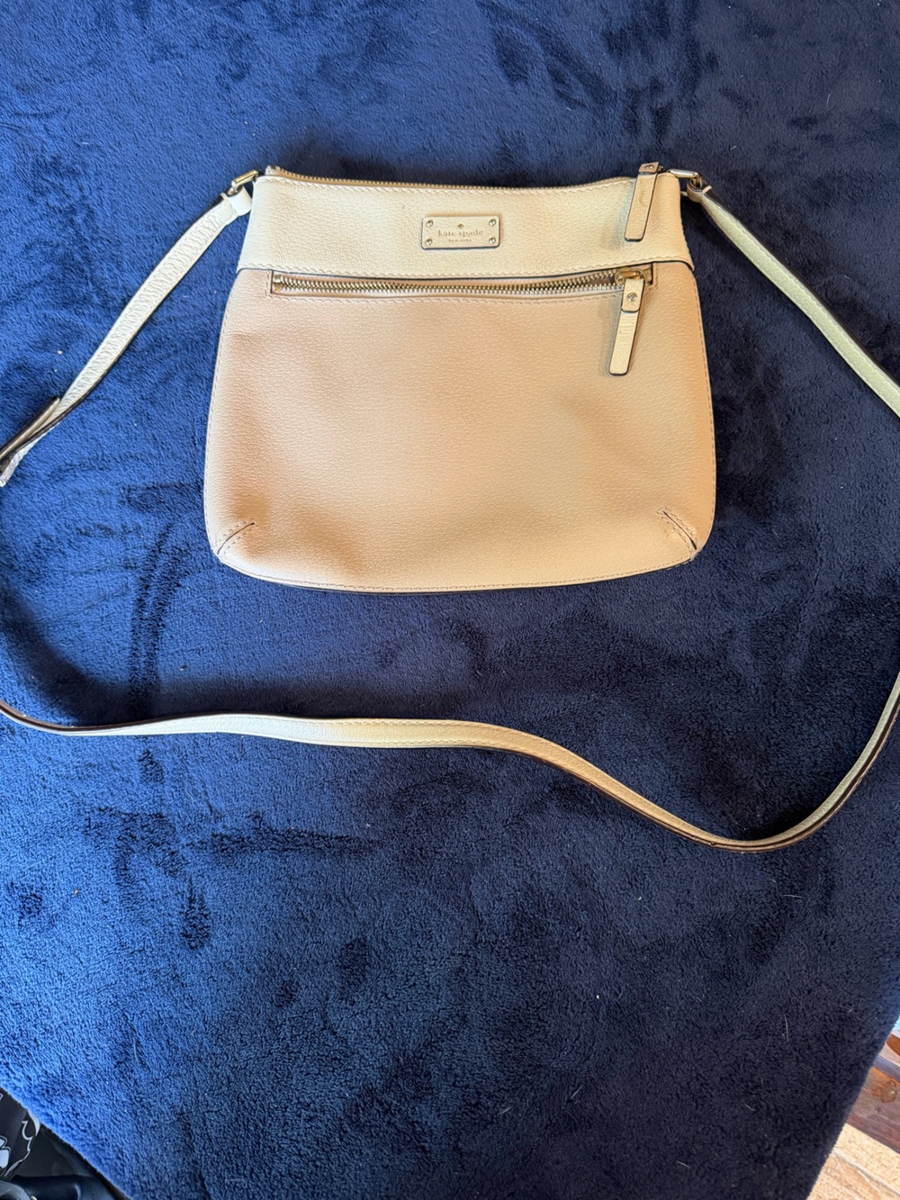 kate spade Cream Pebbled Leather Crossbody with Gold Hardware